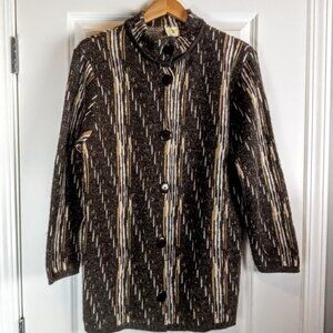 Vintage Henry's Grey Tan White Metallic Cardigan